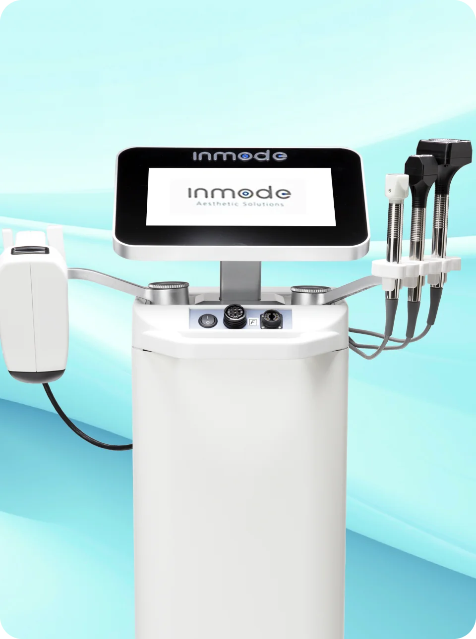 インモードの美容医療機器で、タッチパネルと複数のアプリケーターが特徴です。