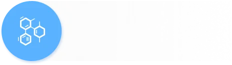 ジュベルックのスキンソリューションを示す、青い円の中に化学構造式があるアイコン