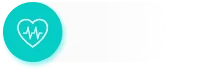 水色の丸の中に心電図付きの白いハートアイコン