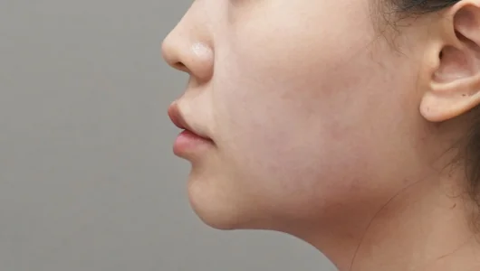 顔の輪郭を整えるチタンリフティング施術後の横顔